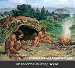 Neanderthal hunting scene