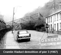 Crumlin Viaduct demolition of pier 3 (1967)