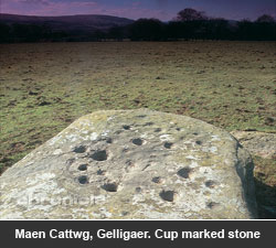 Maen Cattwg, Gelligaer. Cup marked stone