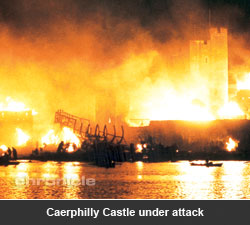 Caerphilly Castle under attack