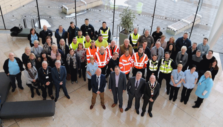 Group photograph of Caerphilly Council Staff